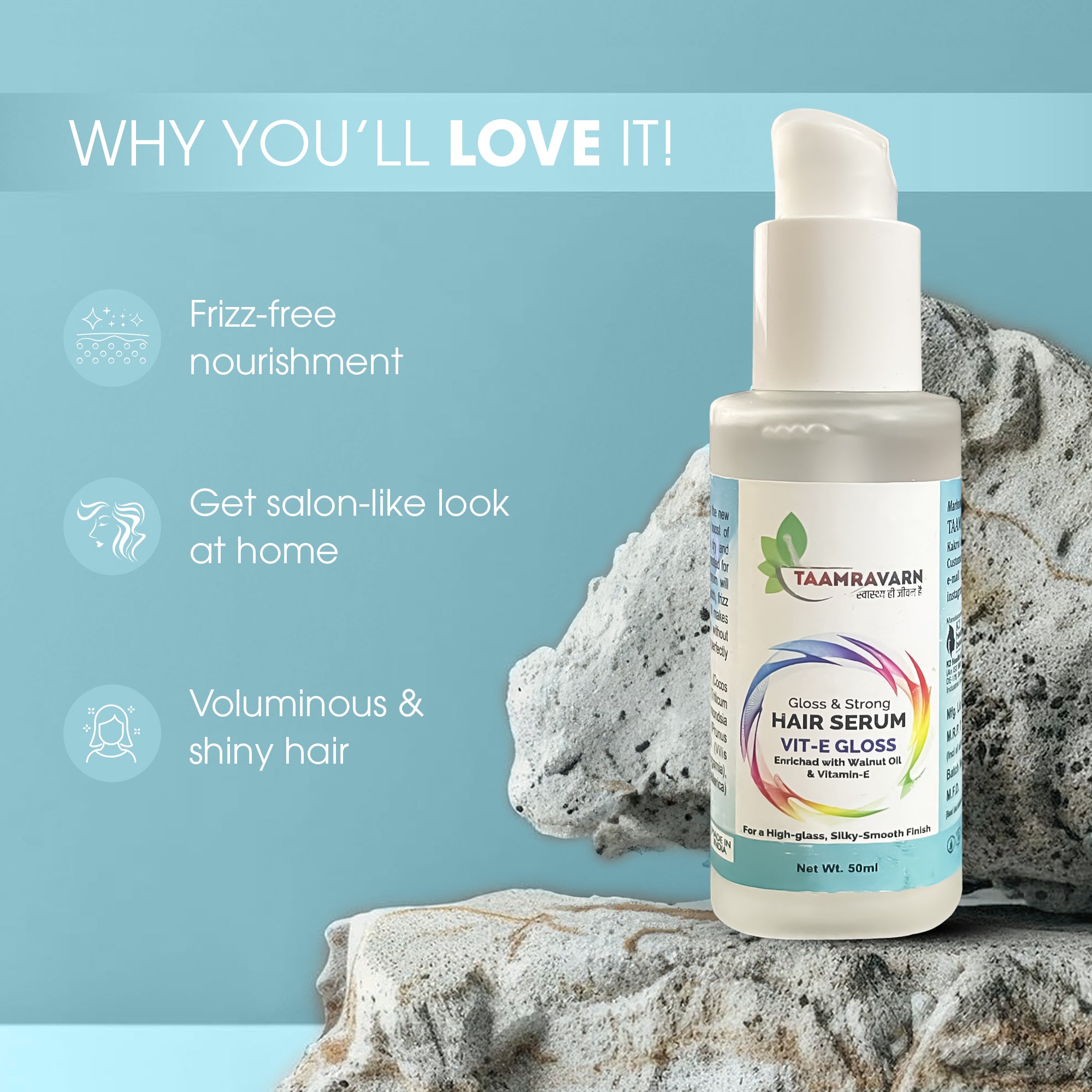 Gloss & Strong Hair Serum – Vitamin E Hair Smoothening Serum | Taamravarn