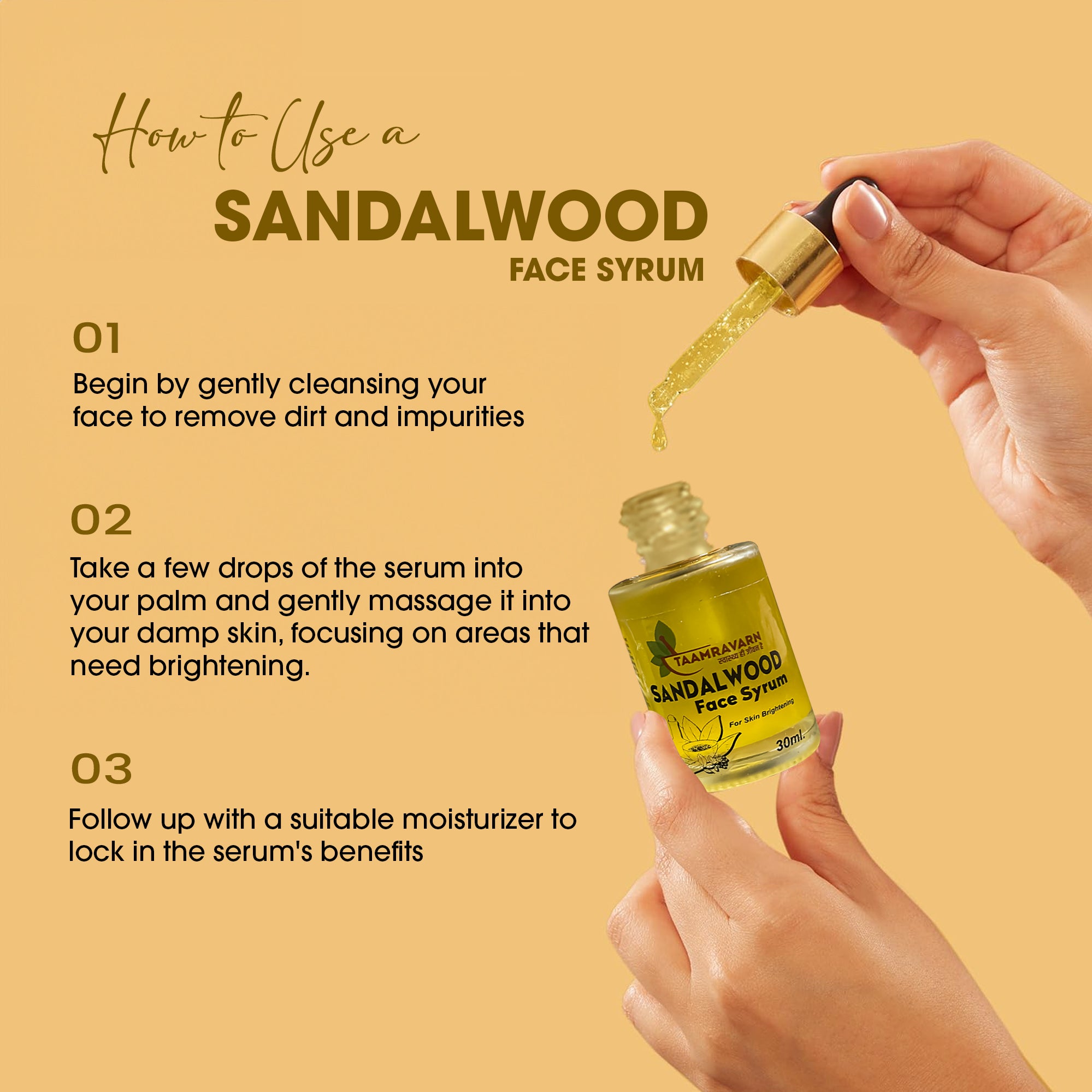 Sandalwood Face Serum – Soothing Glow & Hydration | Taamravarn