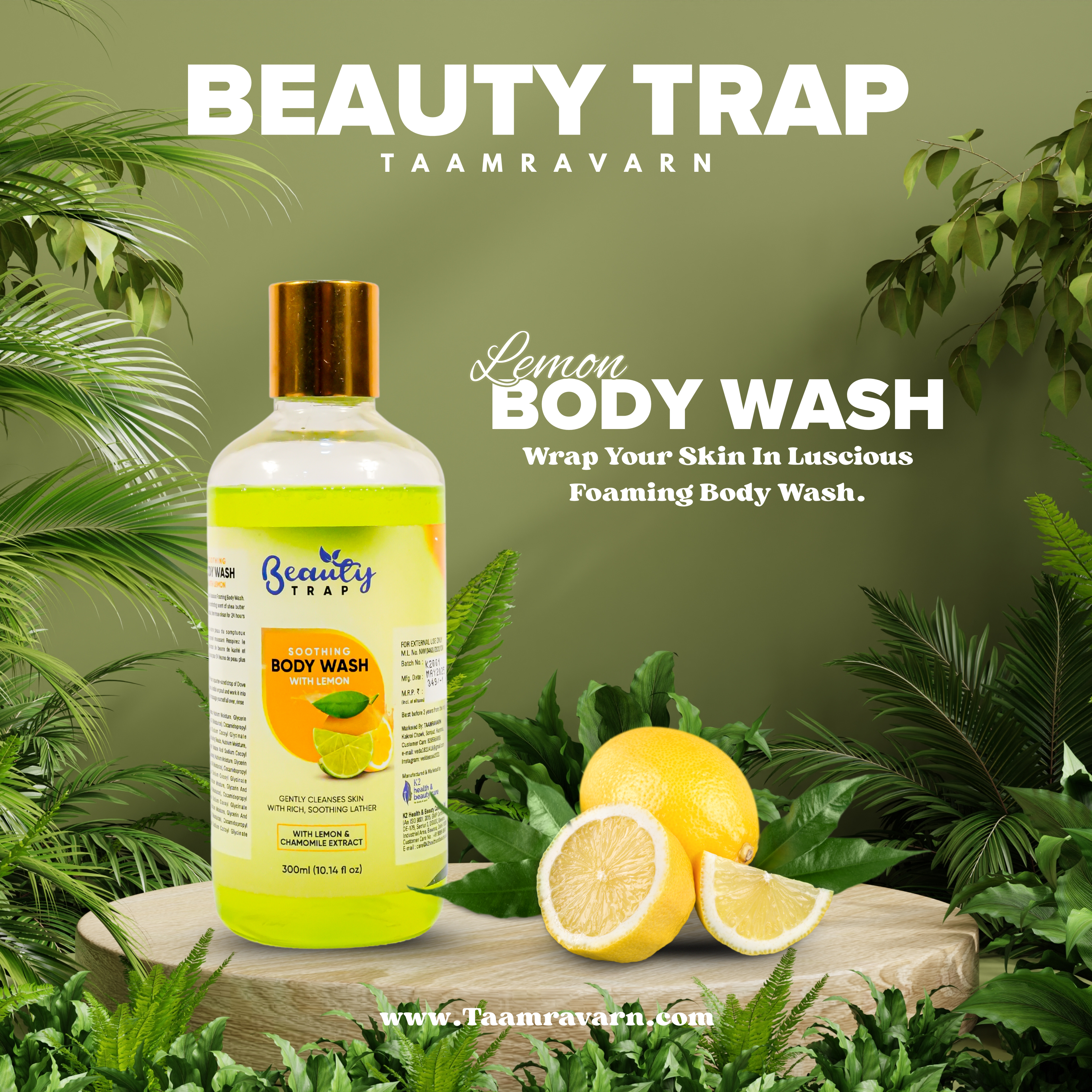 Taamravarn Lemon Body Wash – Refreshing Cleanser with Natural Lemon Extracts (300ml)