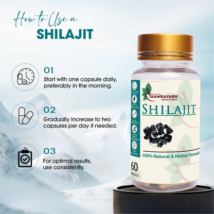 Taamravarn’s Shilajit – Pure, Potent, Certified (60 Capsules)